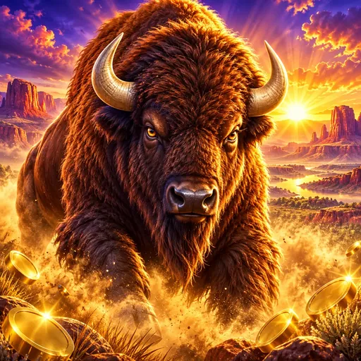 Buffalo Rising Megaways cover art with buffalo and animal symbols