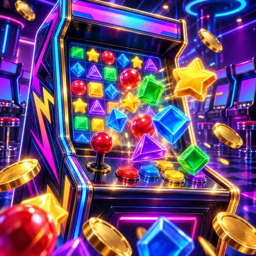 Techno Tumble cover art with arcade and music styling