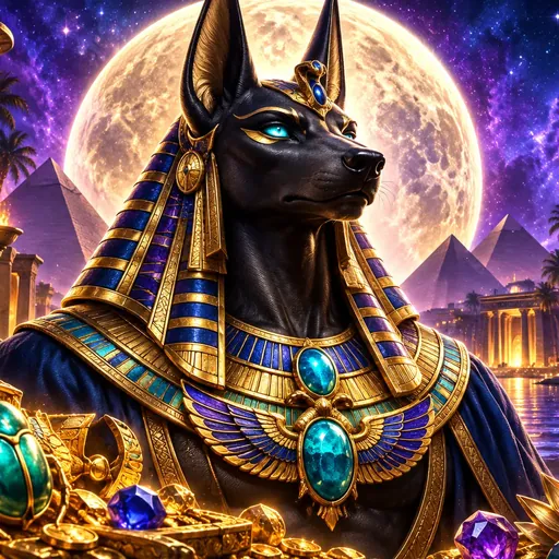 Anubis' Moon cover art with Egyptian gods styling
